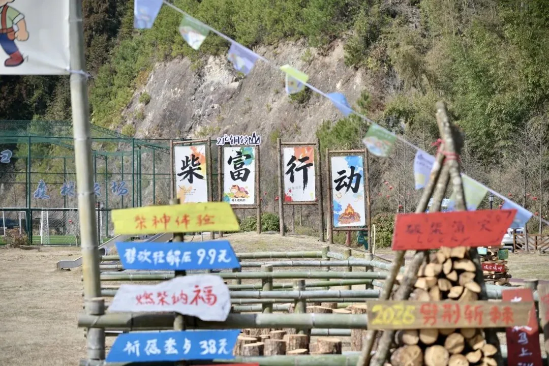 新春走基层｜文成这里“柴”运滚滚，游客们体验劈柴、堆福