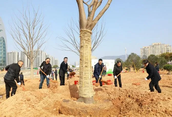 鹿城区领导开展义务植树暨“共植人才林”活动