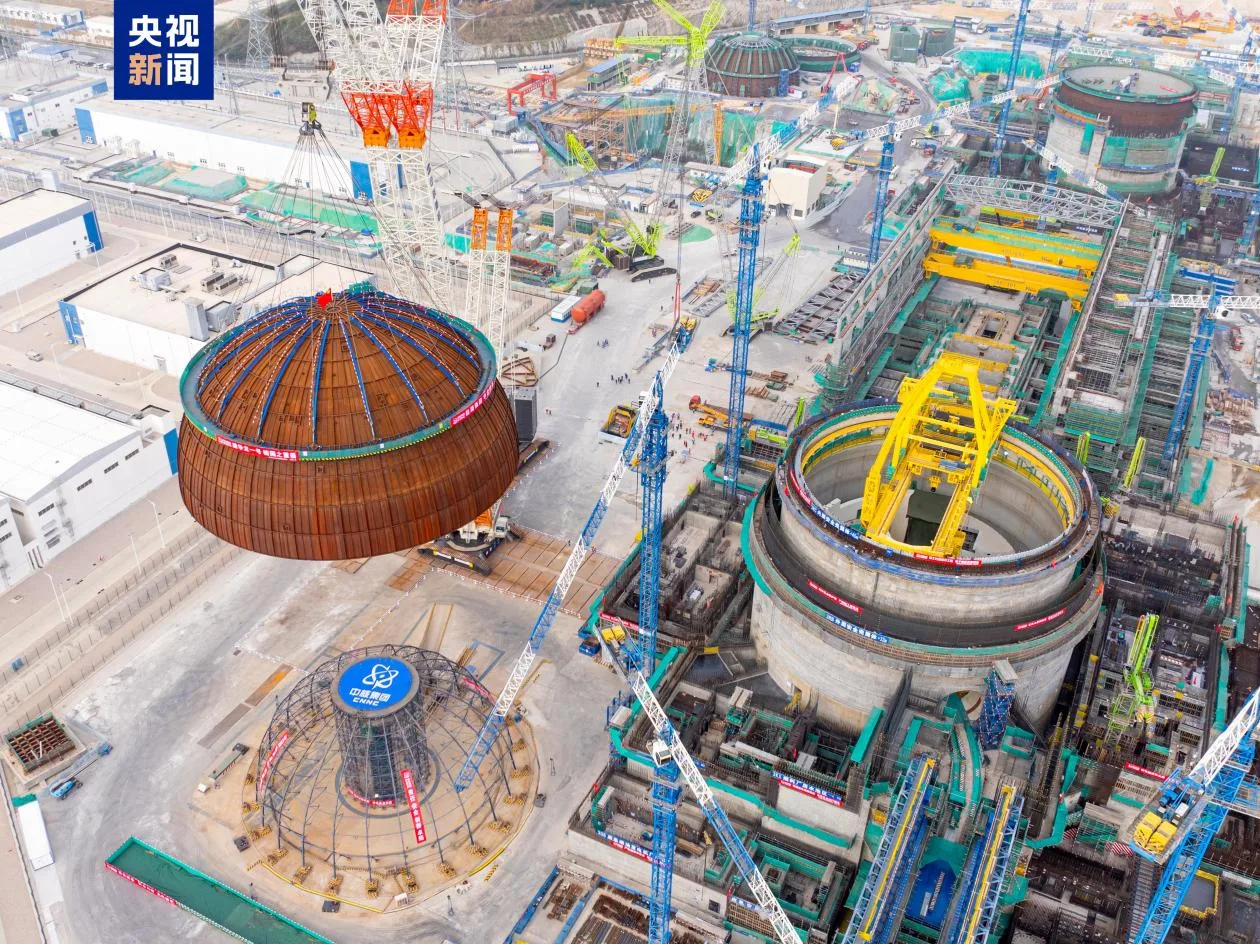 漳州核电3号机组内穹顶吊装成功